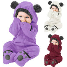 Infant Baby Romper Girls Boys Solid Cartoon Fleece Ears Hoodie Romper Clothes  Winter Fleece Jumpsuit For Kids Clothes Ropa Bebe 2024 - buy cheap