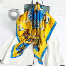 Bufanda de seda cuadrada para mujer, chal de cuello, Hijab, diadema grande, diseño con estampado Animal, Foulard Pashmina, pañuelo para el cuello de primavera 2024 - compra barato