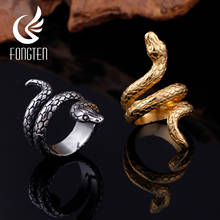 Fongten Snake Men's Ring Stainless Steel Animal Punk Style Fashion Rings Male Jewelry 2024 - buy cheap