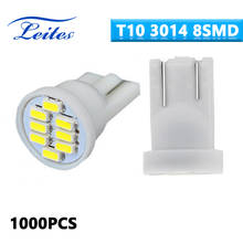 1000pcs Wholesale 8SMD 3014 LED Car Lamps 194 168 192 W5W 8LED T10 LED Auto Wedge Parking Light White DC 12V License Light 2024 - buy cheap