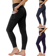 Mallas deportivas de cintura alta para mujer, pantalones elásticos para Yoga, Fitness, correr, gimnasio 2024 - compra barato