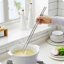 1 par de pauzinhos para cozinha, panela extra longa de 38.8cm, para fritar macarrão, pauzinhos de aço inoxidável, elegante chinês