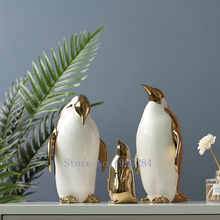 Animal de simulación de cerámica, pingüino dorado, decoración moderna del hogar, dibujos animados, accesorios de decoración para habitación de niños, decoración navideña 2024 - compra barato