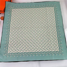 90cm Manual Hand Rolled Twill Silk Scarf Women Ripple Print Curled Square Scarves Wraps Echarpe Foulards Femme Bandana Hijab 2024 - buy cheap