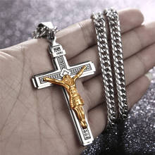 Collares con colgante de Cruz de INRI dorado para hombres, acero inoxidable, oración de Jesús, Collar cristiano masculino, accesorios de la suerte para joyería DIY 2024 - compra barato