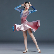 New Children Latin Dance Dress Autumn Winter Girls Long Sleeve Gradient Color Standard Grade Competition Performance Dress 2024 - buy cheap