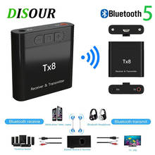 DISOUR TX8 5.0 Bluetooth Receiver Transmitter With Volume Control Button 2 in 1 Audio Wireless Adapter 3.5MM AUX For Car TV PC 2024 - buy cheap