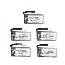 Bateria lipo 5 peças, 3.7v 400mah para h107 h31 ky101 e33c e33 u816a v52 h6c rc quadcopter peças 802035 30c bateria lipo 3.7 2024 - compre barato