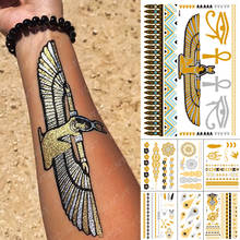 Waterproof Temporary Tattoo Sticker Metallic Gold Silver Eyes Egyptian Goddess Hies Flash Tatoo Women Henna Body Art Fake Tatto 2024 - buy cheap