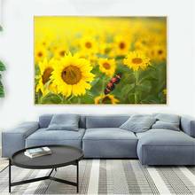 Korean style Sunflower Canvas Painting Rustic Home Decor Wall Pictures for Living Room Kitchen Decoration Landscape Poster 2024 - buy cheap