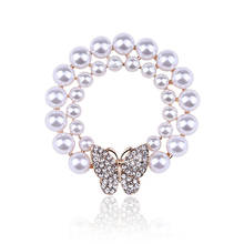 New Bow Pearl Brooch Alloy Round Rhinestones Lapel Pin Dress Scarf Buckle Badge Corsage Clothing Jewelry for Women Accessories 2024 - buy cheap