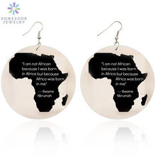 Somesoor áfrica nascido em mim preto sayings brincos de gota de madeira mapa africano projetos de madeira impresso balançar jóias para presentes femininos 2024 - compre barato