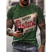 Summer hot sale Castrol retro short-sleeved men's T-shirt 3D printing ethnic alphabet Harajuku fashion T-shirt men's collar top 2024 - buy cheap