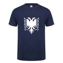 Camiseta de manga corta para hombre, ropa informal de algodón con cuello redondo, Bandera de Albania y águila, de verano, envío directo 2024 - compra barato