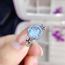 classic  round  Fireworks Natural sky blue topaz Ring Natural gemston Ring S925 silver women girl party gift Jewelry 2024 - buy cheap