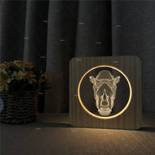 Rinoceros com lâmpada led de noite, ao lado do computador, luz noturna de madeira, carregamento usb, lâmpada de lua, presente de natal, lâmpada de quarto
