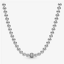 Pave CZ Beaded Chain Necklaces for Women Fashion 925 Sterling Silver Necklace Jewelry Female Classic Choker Necklaces Making 2024 - buy cheap