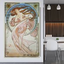 Alphonse mucha dance dança, 1898 canvas arte da lona pintura a óleo arte cartaz imagem decoração da parede moderna casa sala de estar decoração 2024 - compre barato