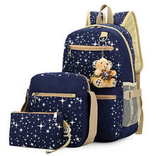 3pcs/set Women Backpack School Bags Star Printing Cute Backpacks With Bear For Teenagers Girls Travel Bag Rucksacks Mochila 2024 - buy cheap
