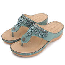 Summer Women Wedge Slippers Platform Flip Flops Soft Comfortable New Rhinestone platform Shoes Beach Sandals Ladies Slippers q90 2024 - buy cheap