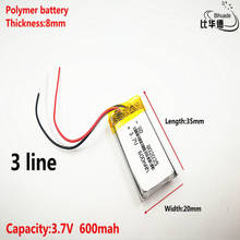 3 line Good Qulity 3.7V,600mAH,802035 Polymer lithium ion / Li-ion battery for TOY,POWER BANK,GPS,mp3,mp4 2024 - buy cheap