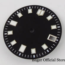 Bliger-relógio com fechamento automático, 28.5mm, aço preto, mostrador de data nh35a, marcas luminosas verdes 2024 - compre barato