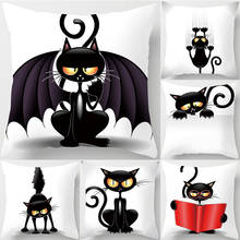 Halloween demônio capa de almofada halloween gato preto jogar capa de almofada halloween impressão decorativa fronha capa de almofada 2024 - compre barato