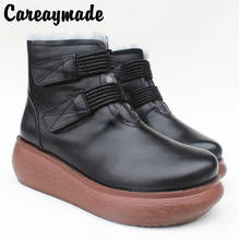 Careaymade-zapatos cálidos de lana pura para mujer, calzado de piel de oveja y piel, zapatos de nieve originales, botas de invierno 2024 - compra barato