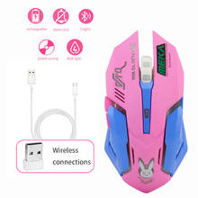 CHYI-ratón inalámbrico de dibujos animados para ordenador portátil, Mouse óptico silencioso con USB, recargable, RGB, 800-1200-2400DPI 2024 - compra barato