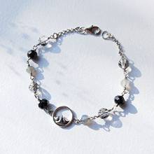 Lii Ji-pulsera de plata de ley 925, cuarzo negro de turmalina negra, labradorita, cuarzo negro rutilado, hecha a mano 2024 - compra barato