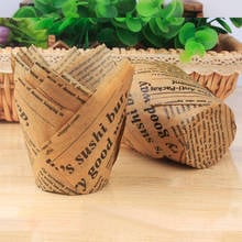 50Pcs Newspaper Style Cupcake Liner Baking Cup for Wedding Party Caissettes Tulip Muffin Cupcake Paper Cup Oilproof Cake Wrapper 2024 - buy cheap