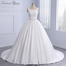 Lceland Poppy Satin A-line Wedding Dresses Sleeveless Crystal Beaded Floor Length Vestido de Novia Bridal Gowns with Belt 2024 - buy cheap