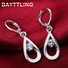 BAYTTLING Silver Color White AAA Zircon Water Drop Earrings For Woman Lady Fashion Glamour Gift Wedding Jewelry 2024 - buy cheap