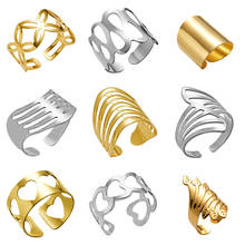 Новинка 2020, модное серебряное кольцо с геометрическими арочными полосками, Открытое кольцо для женщин, Панк Сплав, кольца на палец, простой стиль, бохо 2024 - купить недорого