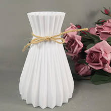 Vaso de plástico de imitação de cerâmica, vaso de flores artificiais secas, vaso pequeno de decoração nórdico para casa e sala de estar, moderno original 2024 - compre barato