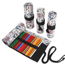 Kawaii Cat Roll School Pencil Case Large 12/24/36/48/72 Holes Pencilcase Korean Cute Pen Bag Canvas Stationery Box Pouch C26 2024 - buy cheap