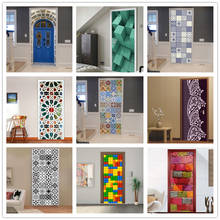 Arabic Tile Door Sticker 3D PVC Waterproof Home Decor Mural Self-adhesive Wallpaper For Doors DIY Renovation Vinyl Bedroom Decal 2024 - buy cheap