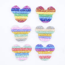 Wholesale 30Pcs Bling Pipe Rainbow Mouse Head Applique for DIY Clothes Shoes Hats Decor Headwear Hairpin Accessories Patches P23 2024 - buy cheap