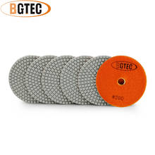BGTEC 4inch 6pcs #200 wet diamond flexible polishing pads 100mm grinding disc for granite, marble, ceramic 2024 - buy cheap