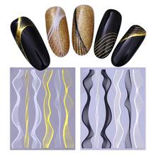1 Sheet Gold Metal 3D Nail Stickers Lines Multi-size Wave Strip Nail Transfer Foil Nail Decoration Design 2024 - buy cheap