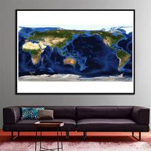 2x3ft o mundo topografia e bathymetry mapa satélite pintura da lona fina para arte da parede decoração artesanato 2024 - compre barato