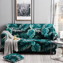 Funda de sofá elástica para sala de estar, cubierta de sillón, 1, 2, 3 y 4 asientos, colección de hojas tropicales 2024 - compra barato