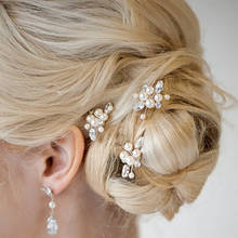 3pcs Bridal Hair Accessories Pearl Flower U Hair Clip Crystal Rhinestone Bride Hair Sticks Pin Hearwear Wedding Jewelry 6C1042 2024 - buy cheap