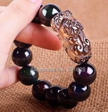 Beautiful Natural Obsidian 8mm - 20mm Beads ICe Clear Obsidian Carved PiXiu Stretch Elastic Bracelet Fashion Jewelry 2024 - buy cheap