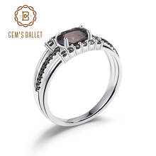 Anel de pedras preciosas para balé gem's 0.75ct, natural oval, quartzo esfumaçado, prata esterlina 925, anel de dedo vintage para mulheres, joias finas 2024 - compre barato