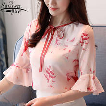 2021 Summer New Fashion Half Sleeve Blouse Women O-neck Bow Vintage Shirt Flare Sleeve Sweet Womens Tops and Blouses 9198 50 2024 - buy cheap