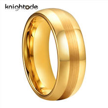 6/8mm Gold Color Tungsten Carbide Wedding Band For Men Women  Couple Engagement Rings Domed Brushed Polished Edges Comfort Fit 2024 - buy cheap