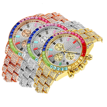 Watches for Men Luxury Hiphop Full Iced Out Watch Men Gold Colorful Rhinestone Hip Hop Watch Quartz Wristwatch Relogio Masculino 2024 - buy cheap