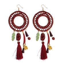 Ethnic Red Blue Woven Rope Cotton Thread Tassel Drop Earrings for Women Bohemian Festival Party Earring Turkish Tribal Jewelry 2024 - buy cheap