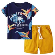 Conjunto de 2 peças estampado para bebês, conjunto de verão de algodão para meninos, camiseta e shorts de manga curta, roupa infantil 2024 - compre barato